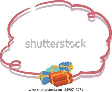 Cloud-shaped frame illustration of multiple stacked gift boxes 2
