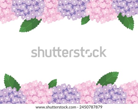 Top and bottom arrangement Pop hydrangea background Frame illustration