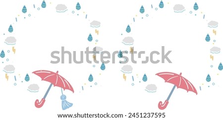 Pop umbrella round frame illustration set