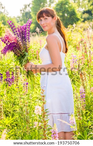 natural beauty collecting flowers outdoor