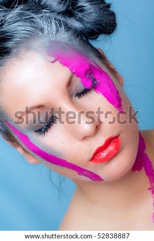 Painted hair female  model with creative colors