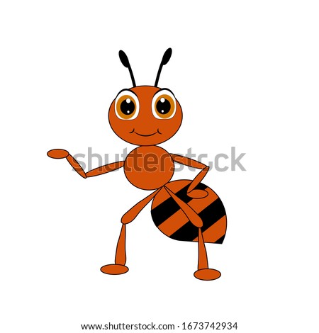 cute happy ant illustration poster