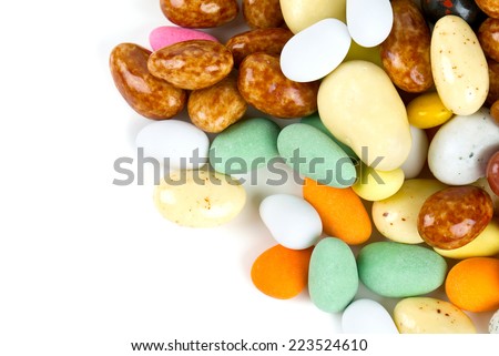 colorful glaced and chocolate covered nuts and raisins