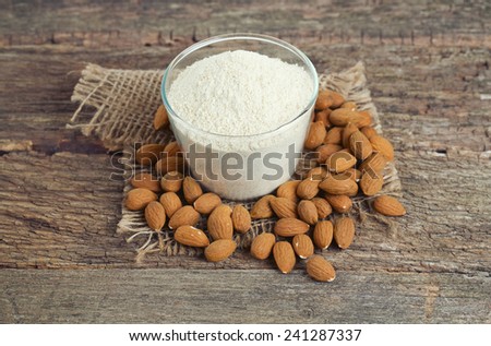 almond flour on wooden surface