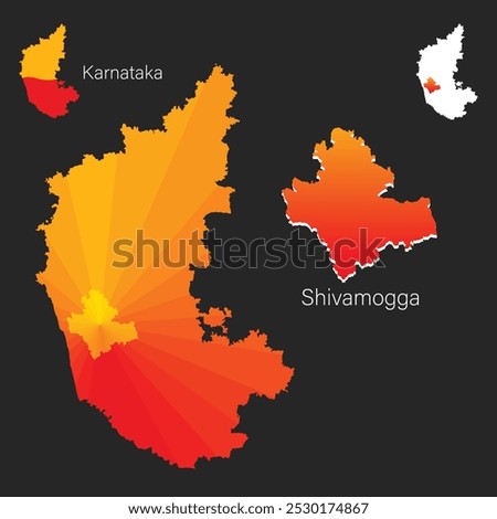 Kannada Rajyotsava or Karnataka Rajyotsava and Map of Karnataka with Shivamogga or Shimoga district