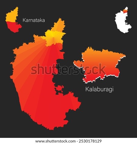 Kannada Rajyotsava or Karnataka Rajyotsava and Map of Karnataka with Kalaburagi or Gulbarga district