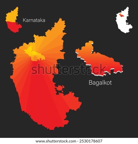 Kannada Rajyotsava or Karnataka Rajyotsava and Map of Karnataka with Bagalkot or Bagalakote district