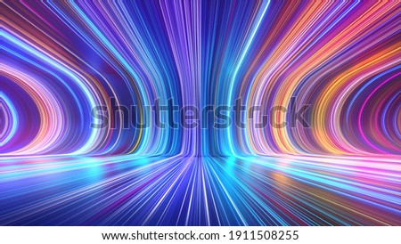 3d render, abstract multicolor spectrum background, bright orange blue neon rays and colorful glowing lines ストックフォト © 
