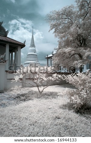 Wat Chalerm Prakiat Temple   , Nontaburi , Thailand taken in Near Infrared