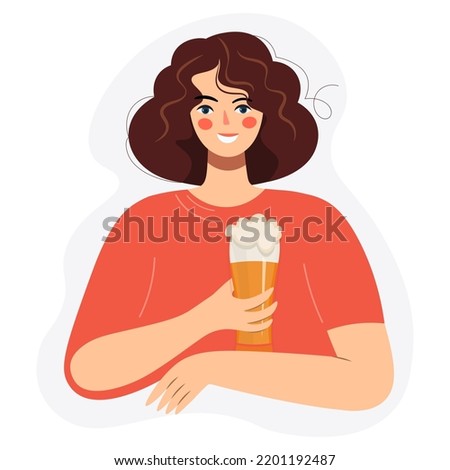 Similar – Image, Stock Photo Young woman drinking beer in a beach bar