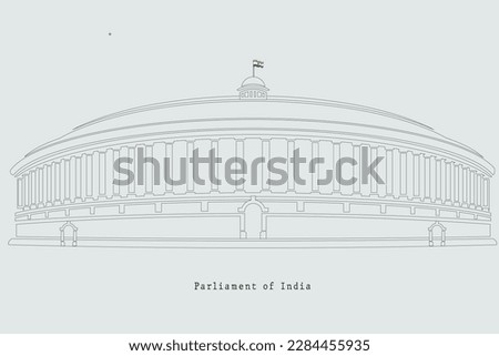 Parliament of India vector illustration, India Landmarks. Icon for map, Vector illustration of famous buildings . Parliament of India and Sansad Bhavan