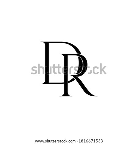 Initial Letter DR Intersected monogram logo in black color and white background.