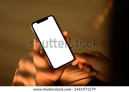 Similar – Image, Stock Photo close up view of unrecognizable woman holding remote tv control at home. Television and technology concept