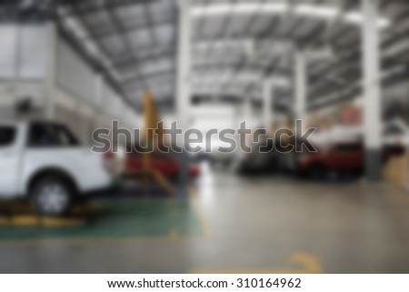 Blurred background the car in garage