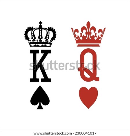 King and Queen Svg, King of Spades Svg, Queen of Hearts Svg, Playing Card King Queen, Couples Shirt 