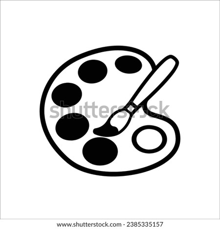 Painbrush and painter palette Black and white icon minimal design, EPS Files for Cricut, Silhouette vector