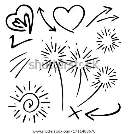 Doodle vector set illustration with hand draw line art style vector.