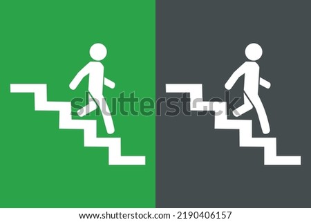 Go down stairs icon green and black
