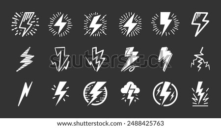 Hand drawn doodle electric lightning symbol sketch. thunder icon