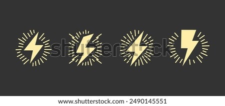 Hand drawn doodle electric lightning symbol sketch. thunder icon