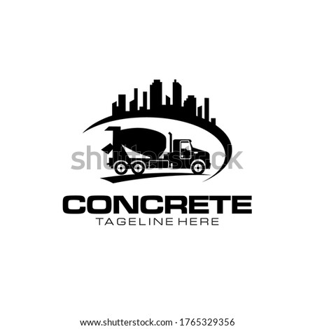 Illustration vector graphic of concrete mixer truck logo vector template.