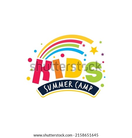 Illustration vector graphic of kids summer camp colour full logo design template