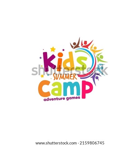 Illustration vector graphic of kids summer camp colour full logo design template