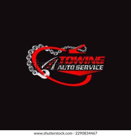 Illustration vector graphic of towing truck and recovery logo design suitable for the automotive company