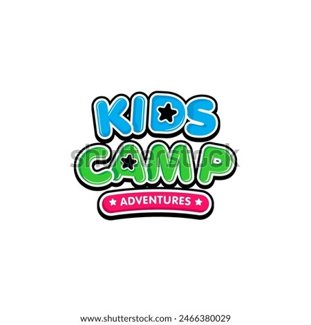 Illustration vector graphic of kids summer camp colour full logo design template

