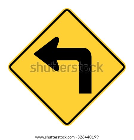 U.S. Sharp Turn Left Ahead Sign