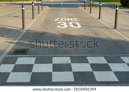 Similar – Image, Stock Photo Straßenmarkierung Geschwindigkeitsbegrenzung 30 km/h