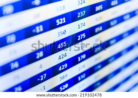 Display of Stock market quotes. Stock market finance graph. Concept profit gain. Stock exchange market business. Currency exchange forex trade screen data concept. Screen live display. Stock market.