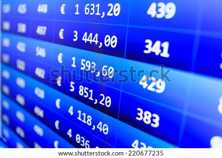 Electronic stock numbers. Business trade. Ticker board. Stock market finance graph. Computer screen graph. Business stock exchange. Electronic stock numbers. Improvement of profit.