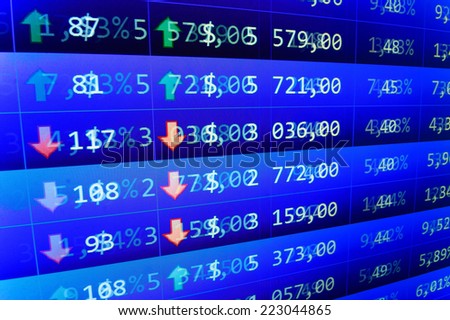 Business data shown on computer screen. Computer screen live display. Stock profit graph for diagram. Online live finance business. Stock market quotes. Blue macro real time photo Blue stock market.