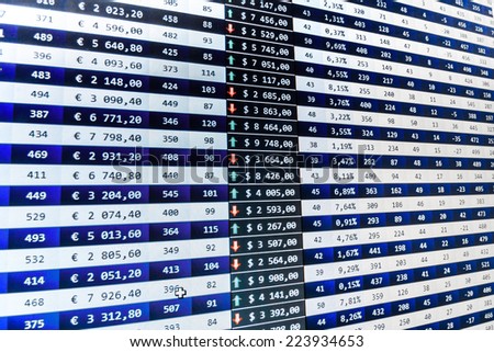 Virtual cyberspace. Stock data live on-line, electronic stock exchange numbers. Abstract technology background. Charts and quotes on display.