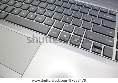 notebook laptop close up on a keyboard