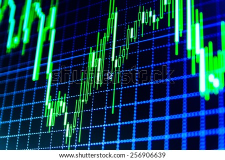 Data on live computer screen. Display of quotes pricing graph visualization. Stock market graph and bar chart price display. Abstract financial background trade colorful MORE SIMILAR IN MY GALLERY
