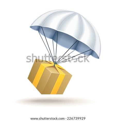 Vector Icon Illustration Gift Parachute Sky Ribbon