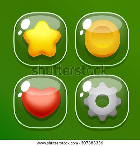 Set glass butons for mobile game ui