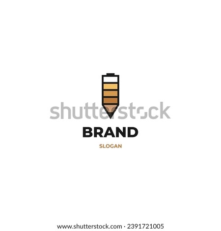 Battery combine with pencil logo design 