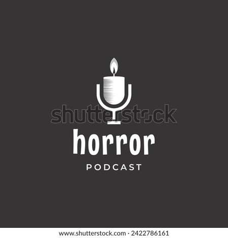 Horror podcast logo, Podcast microphone combine with candle logo concept