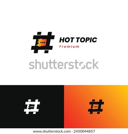 Hot topic, trending topic logo with fire logo design concept