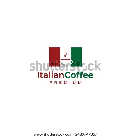 Coffee Cup with the Italian flag logo design good for coffee shop or cafe business