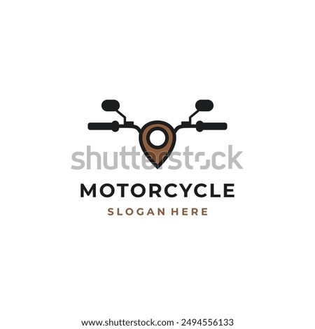 Motorcycle handlebar modern logo design with map pointer motorcycles service repair business logo