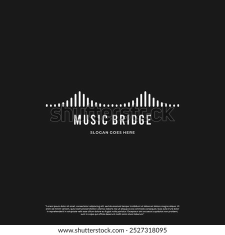 Music bridge logo, sound wave combine with bridge logo concept 