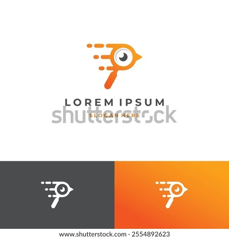 Speed search bird logo design simple icon template on isolated background