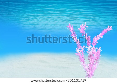 artificial pink marine plant with under the sea background