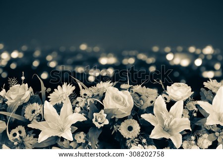 artificial florist on blur light in city background