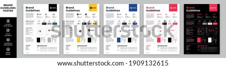 DIN A3 Brand Guidelines Poster Layout Set, Brand Manual Templates, Simple style and modern layout Brand Identity, Brand Guidelines