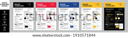 DIN A3 Brand Guidelines Poster Layout Set, Brand Manual Templates, Simple style and modern layout Brand Identity, Brand Guidelines Foto d'archivio © 